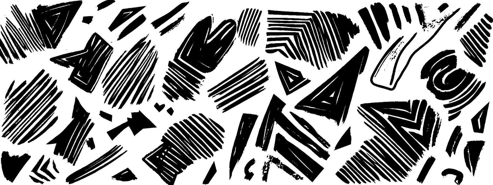 Vintage woodcut illustration featuring diverse geometric shapes and patterns vector