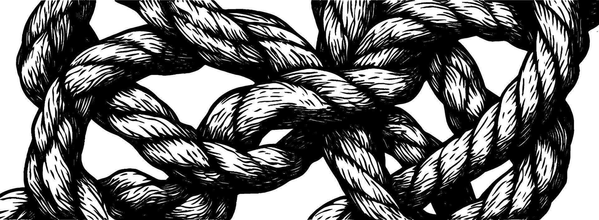 Intricate design of interlaced ropes in vintage woodcut style showcasing craftsmanship and detail vector