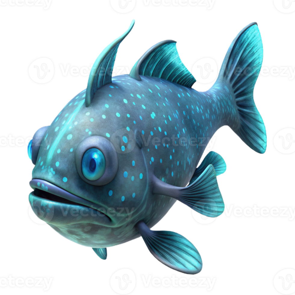 vibrant minimalist Bioluminescent Cavern Fish Isolated with Bright Lighting genuine png