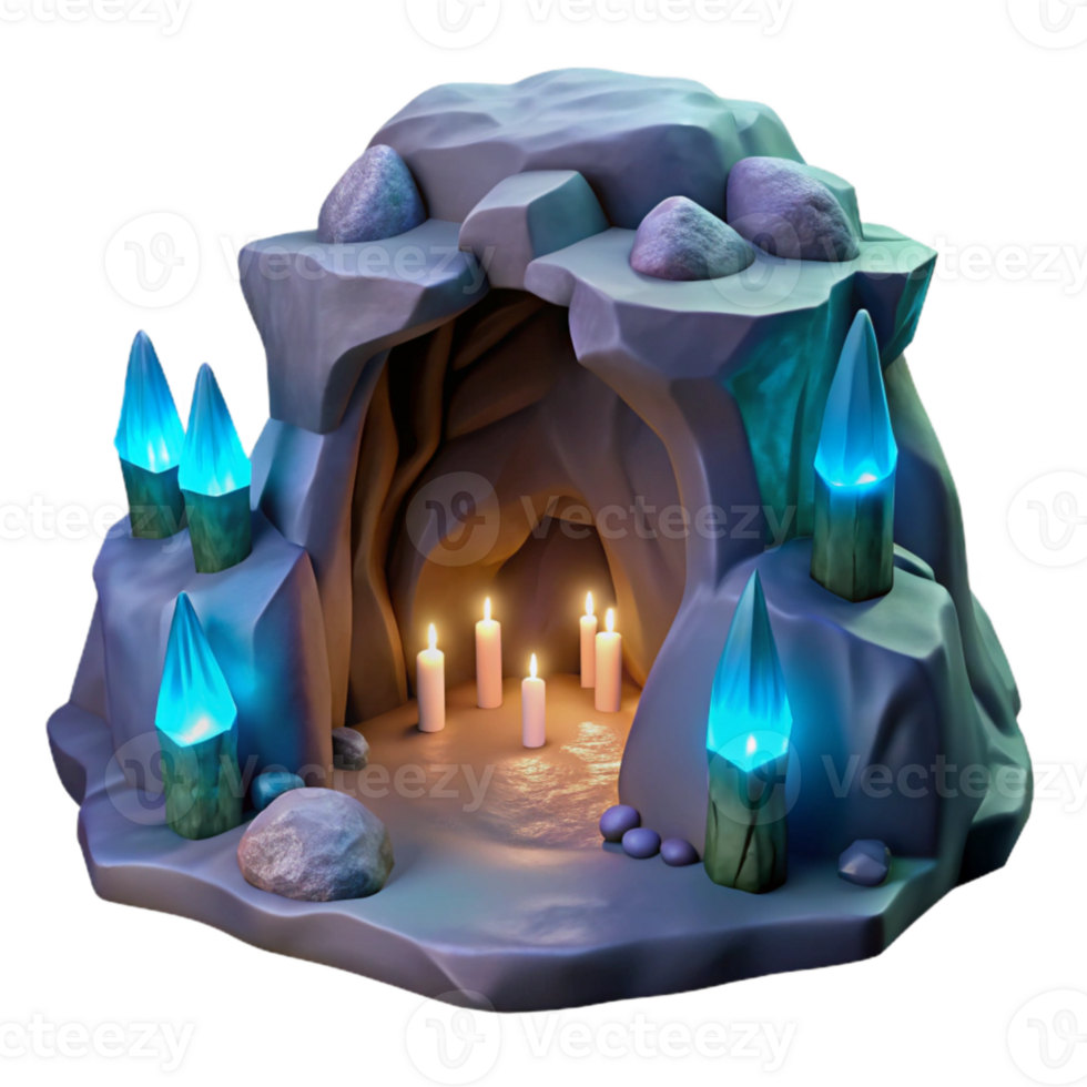 vibrant minimalist Bioluminescent Caverns Cutout with Light Rays png