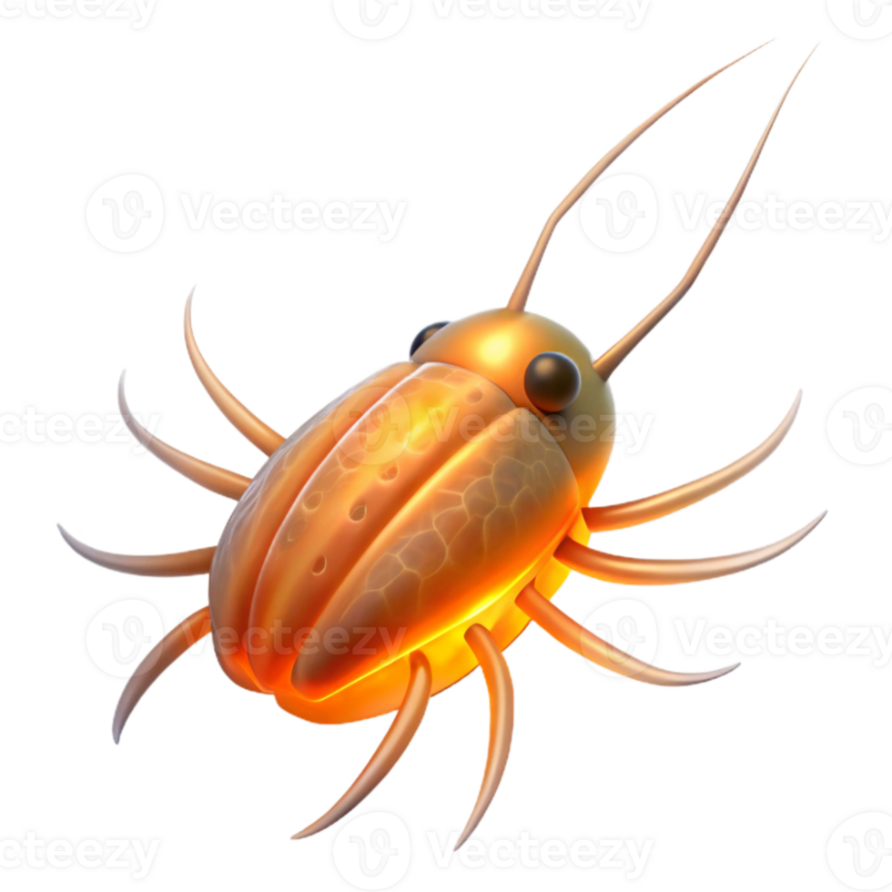 extraordinary abstract Bioluminescent Copepod Isolated Transparent Background Orange Glow original png