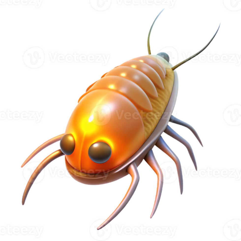 stunning contemporary Bioluminescent Copepod Isolated Transparent Background Orange Glow premium png