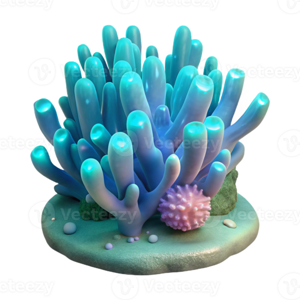 elegant artistic Bioluminescent Coral Reef Scene Transparent Background detailed png
