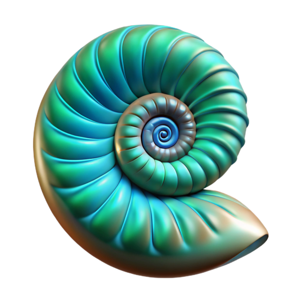 extraordinary abstract Bioluminescent Nautilus Isolated with Spiral Shell Detail genuine png