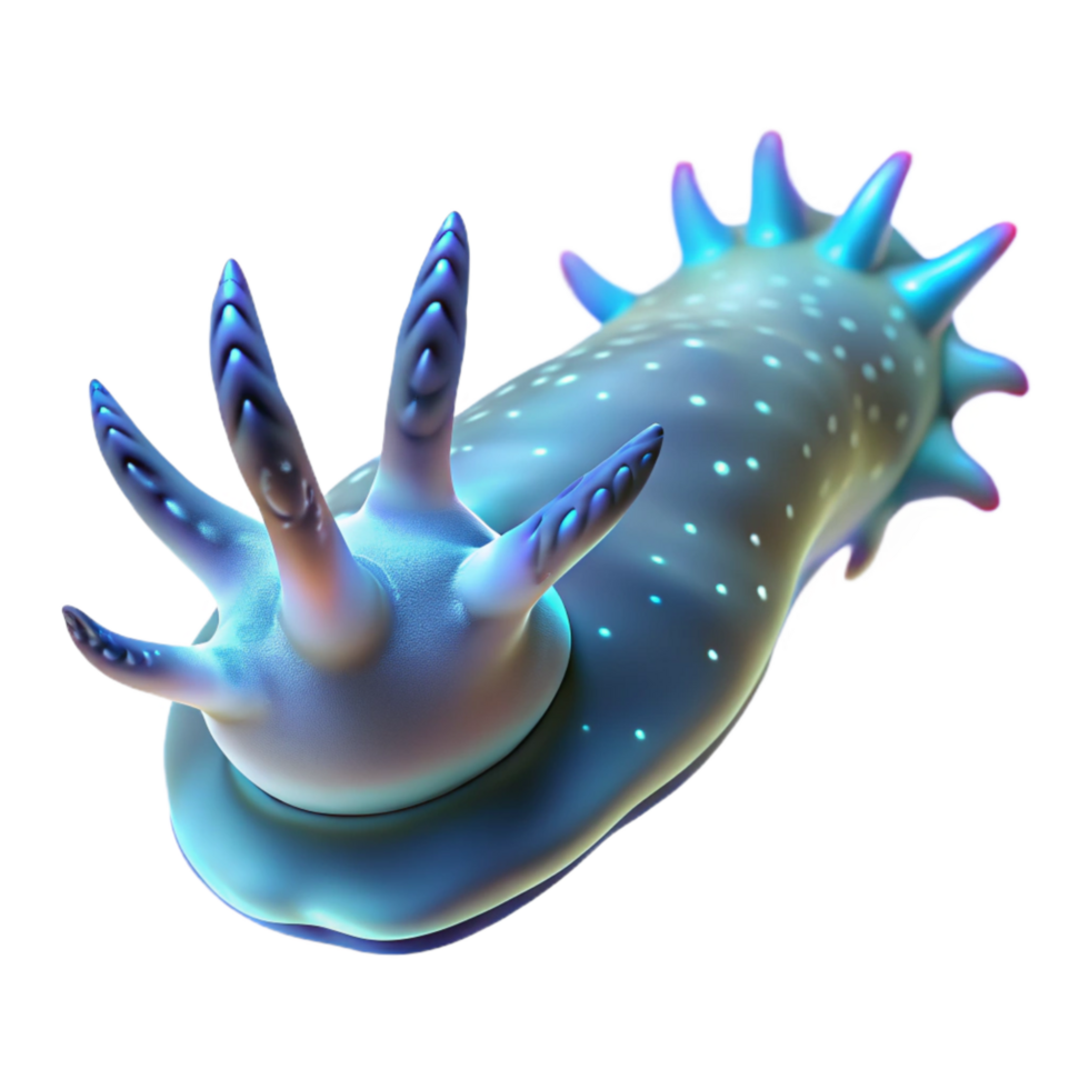 impressive abstract Bioluminescent Sea Slug Isolated Transparent Background authentic png