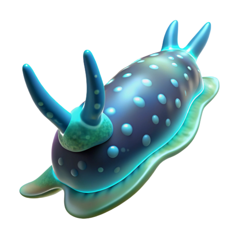 magnificent classic Bioluminescent Sea Slug Isolated Transparent Background high resolution png