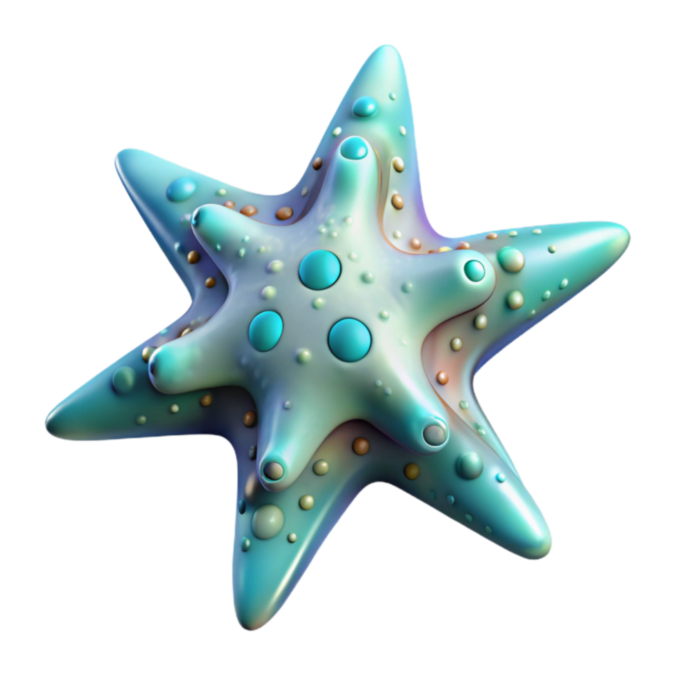 dramatic traditional Bioluminescent Starfish Isolated with Radial Symmetry genuine png