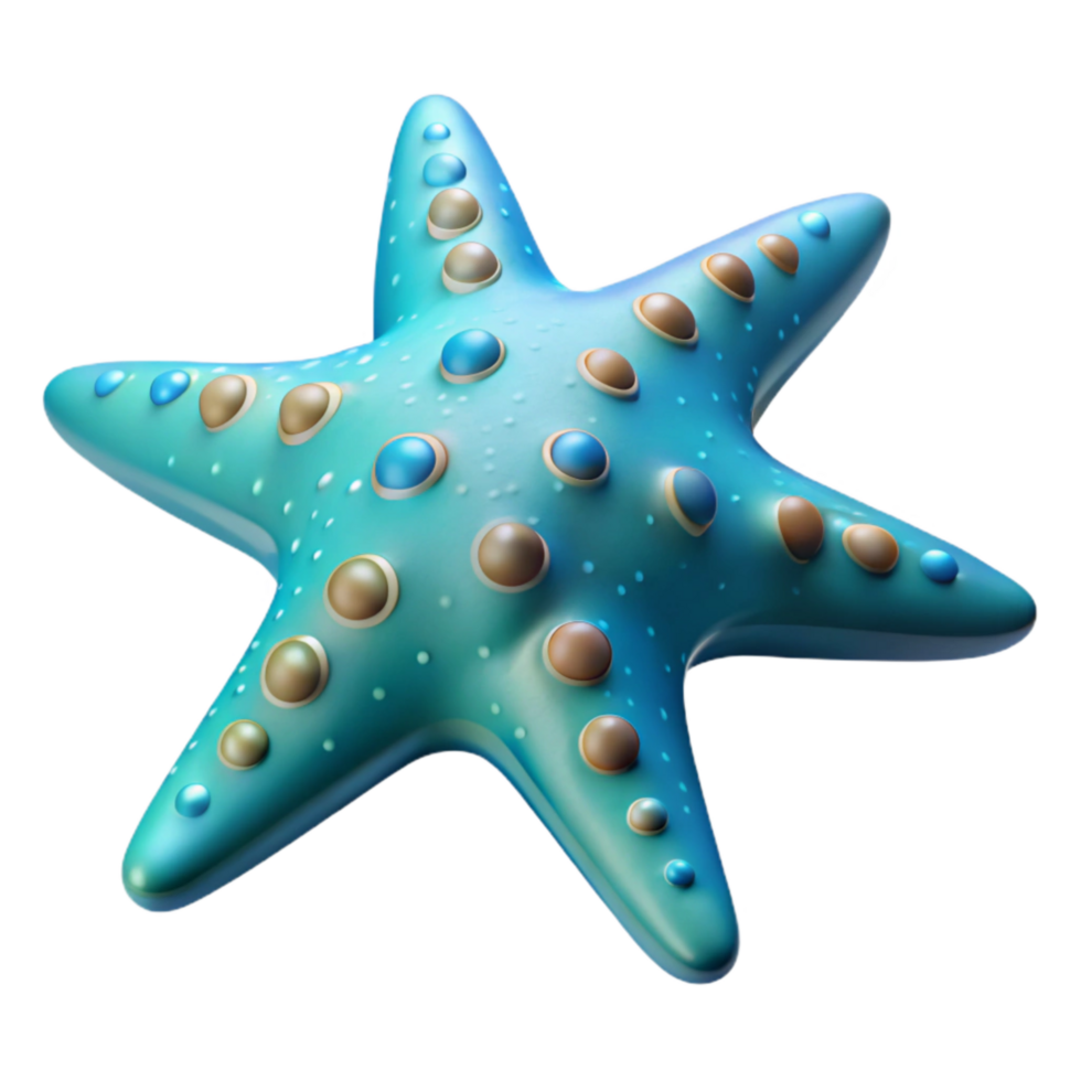 vibrant abstract Bioluminescent Starfish Isolated with Radial Symmetry premium png