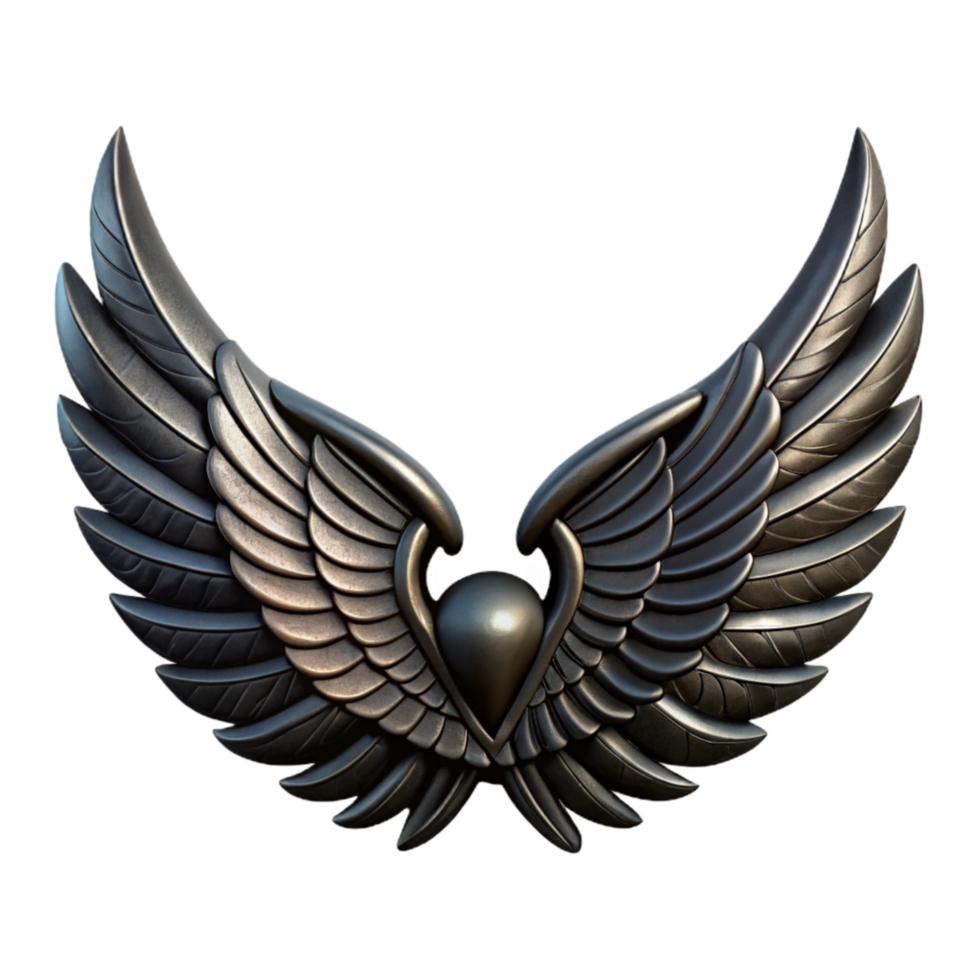 dramatic creative Black Iron Wings Dramatic Lighting Isolated png