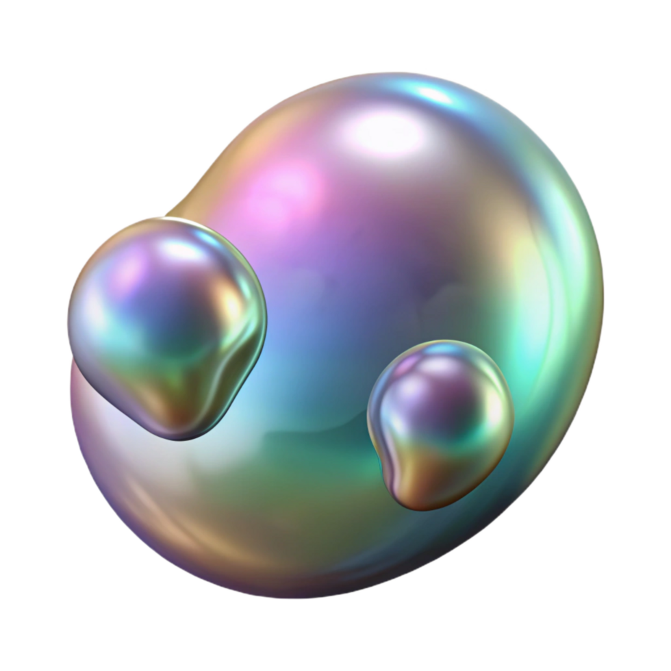 vibrant contemporary Blowing Bubbles Cutout Iridescent Surface Isolated high resolution png