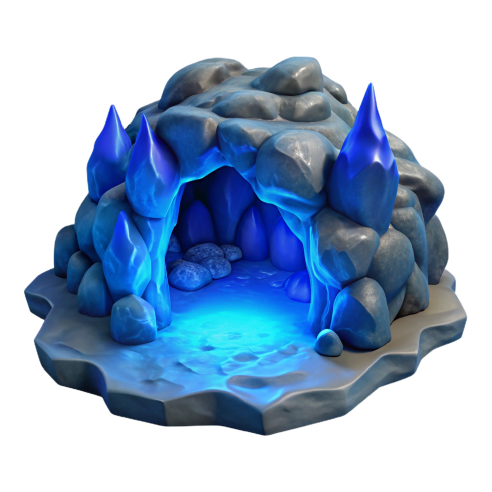 impressive abstract Blue Bioluminescent Ocean Cavern Isolated Element exclusive png