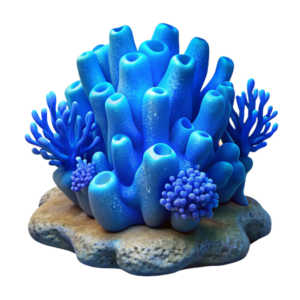 wonderful artistic Blue Bioluminescent Coral Reef Grotto Isolated high resolution png