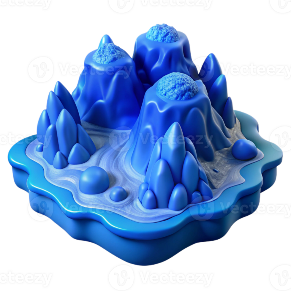 wonderful traditional Blue Fractal Landscape Cutout Isolated Element high quality png