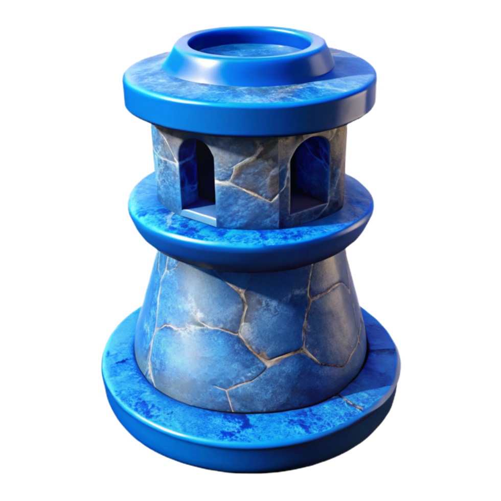 extraordinary contemporary Blue Terraform Tower Side View Transparent Background detailed png