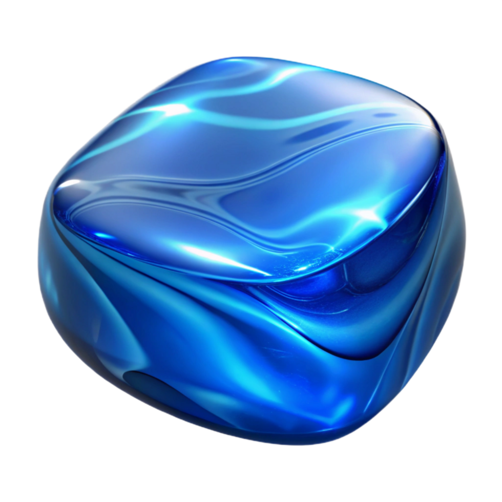 stunning classic Blue Warped Glass Surface Reflection Transparent Background detailed png