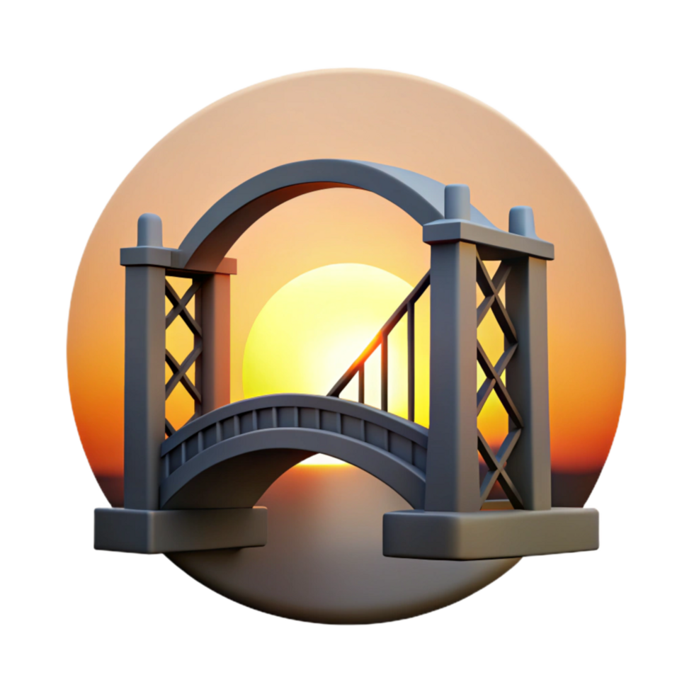 impressive traditional Bridge Silhouette at Sunset Cutout on Transparent Background exclusive png