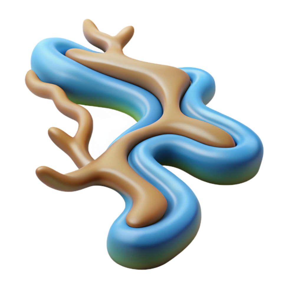stunning rustic Branching Rivers Aerial View Transparent Illustration high quality png