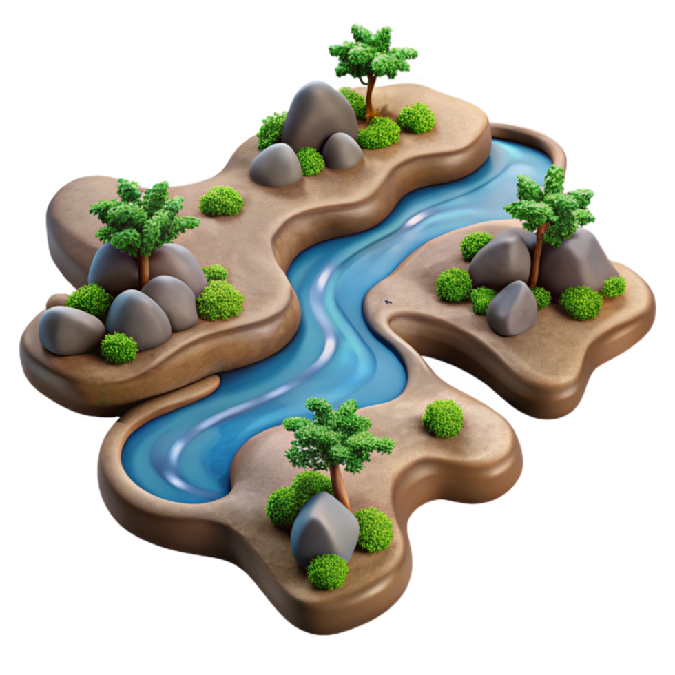 impressive artistic Branching Rivers Aerial View Transparent Illustration high resolution png