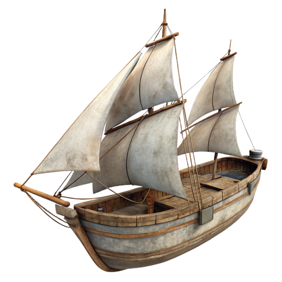 stunning contemporary Brigantine Sailboat Isolated on Transparent Background with Rough Seas png