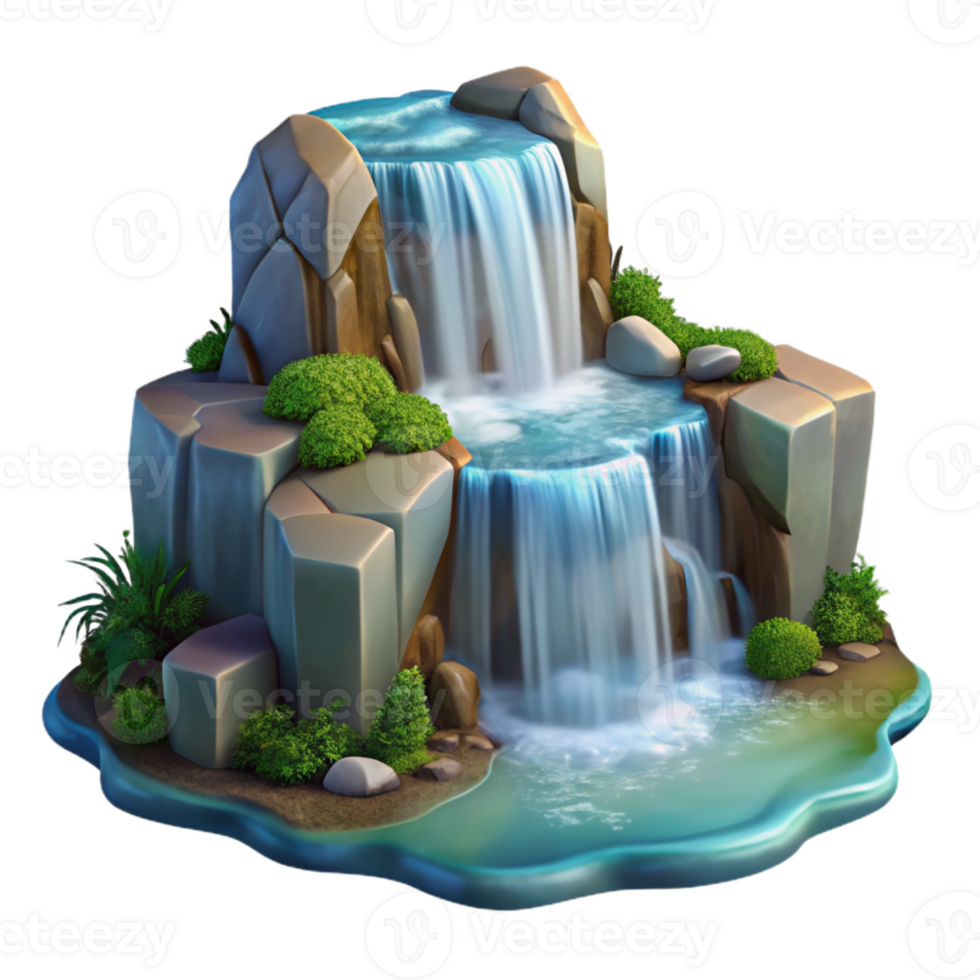 vibrant vintage Cascading Waterfall Transparent Background Sunlit Stream genuine png