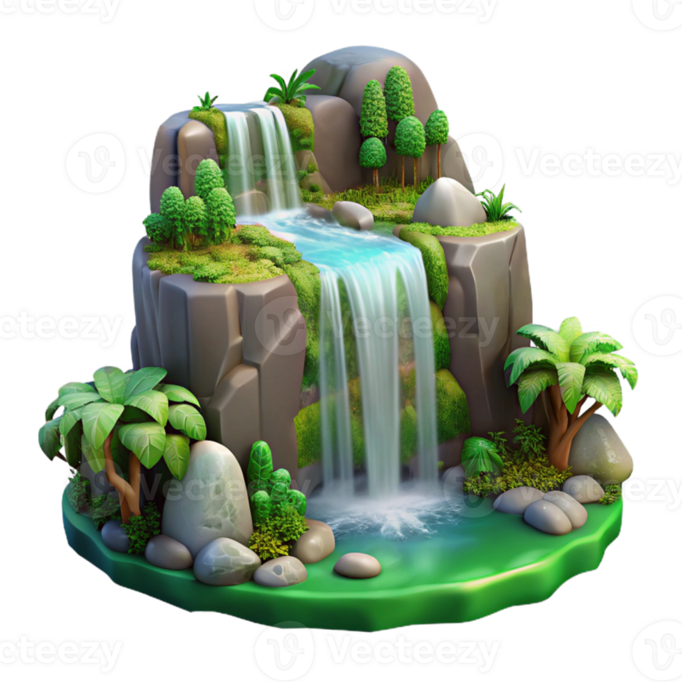 extraordinary contemporary Cascading Waterfall with Lush Forest Greenery Transparent Background original png