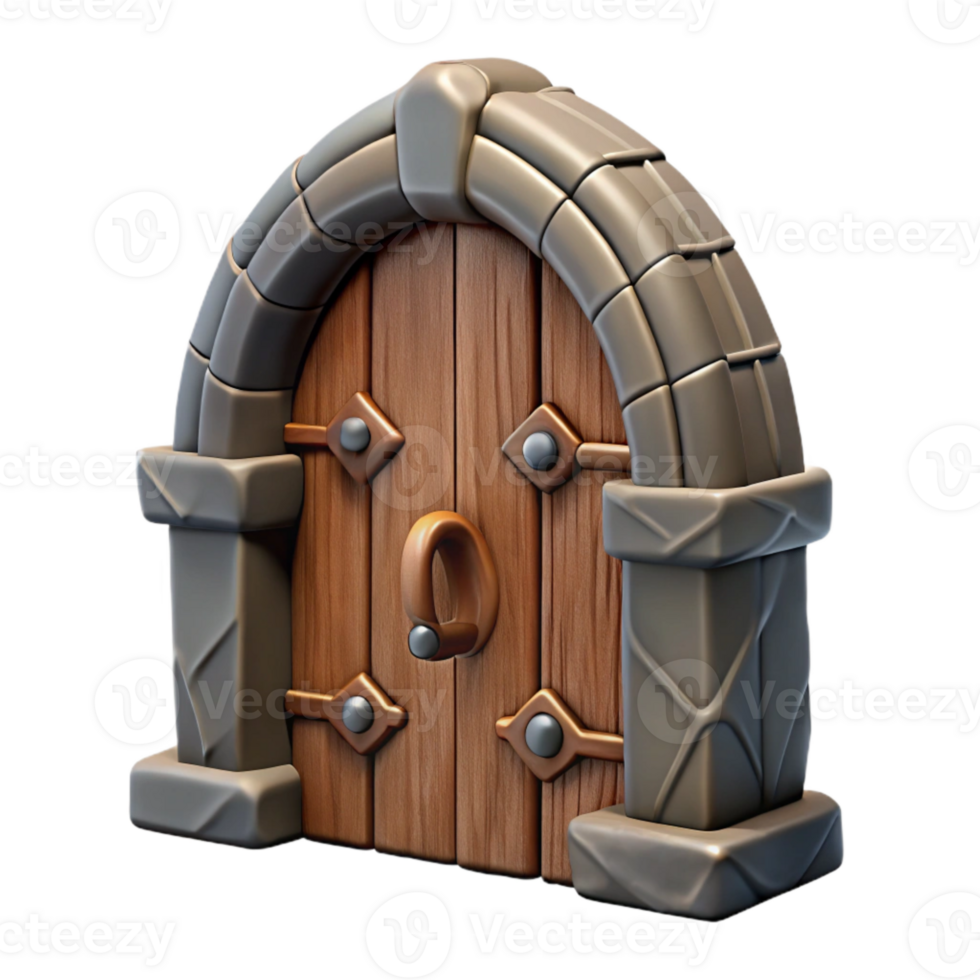 elegant modern Cathedral Door Cutout Heavy Oak Texture Isolated genuine png