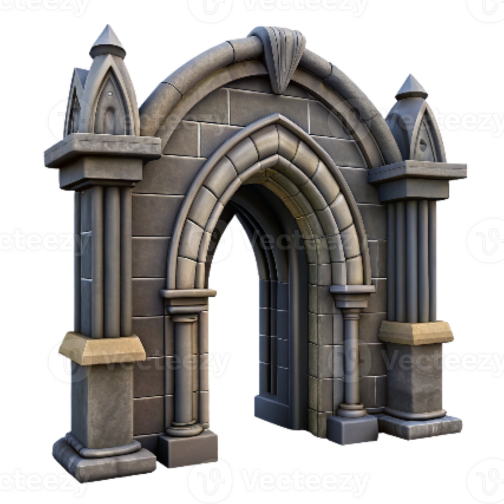 wonderful abstract Cathedral Entrance Archway Isolated Transparent Background Dark Stone genuine png