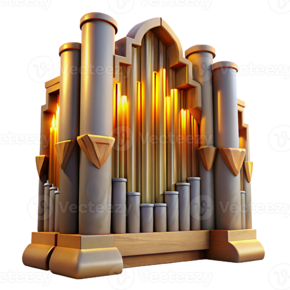 wonderful minimalist Cathedral Organ Pipes Cutout Warm Lighting Isolated high quality png