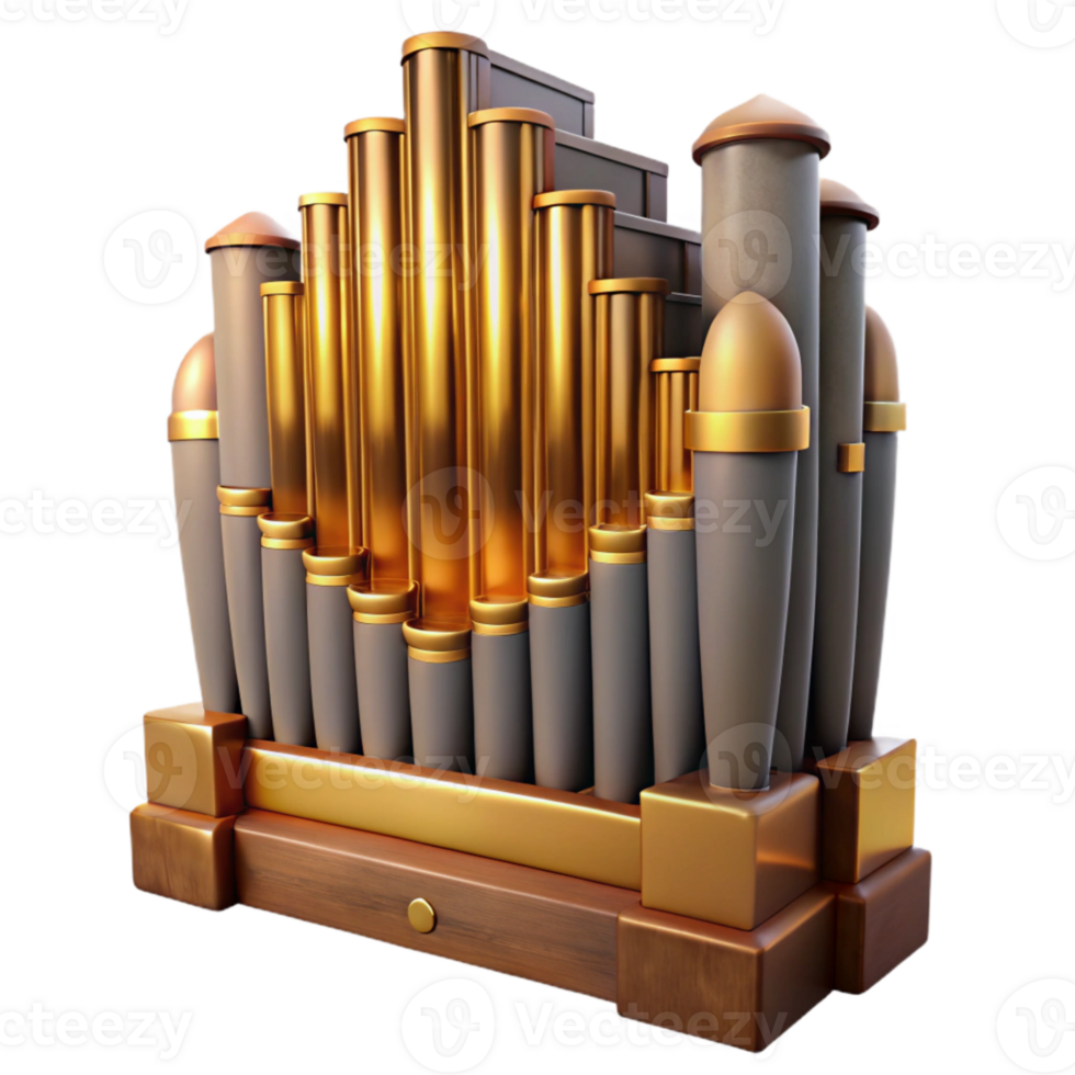 dramatic rustic Cathedral Organ Pipes Cutout Warm Lighting Isolated png