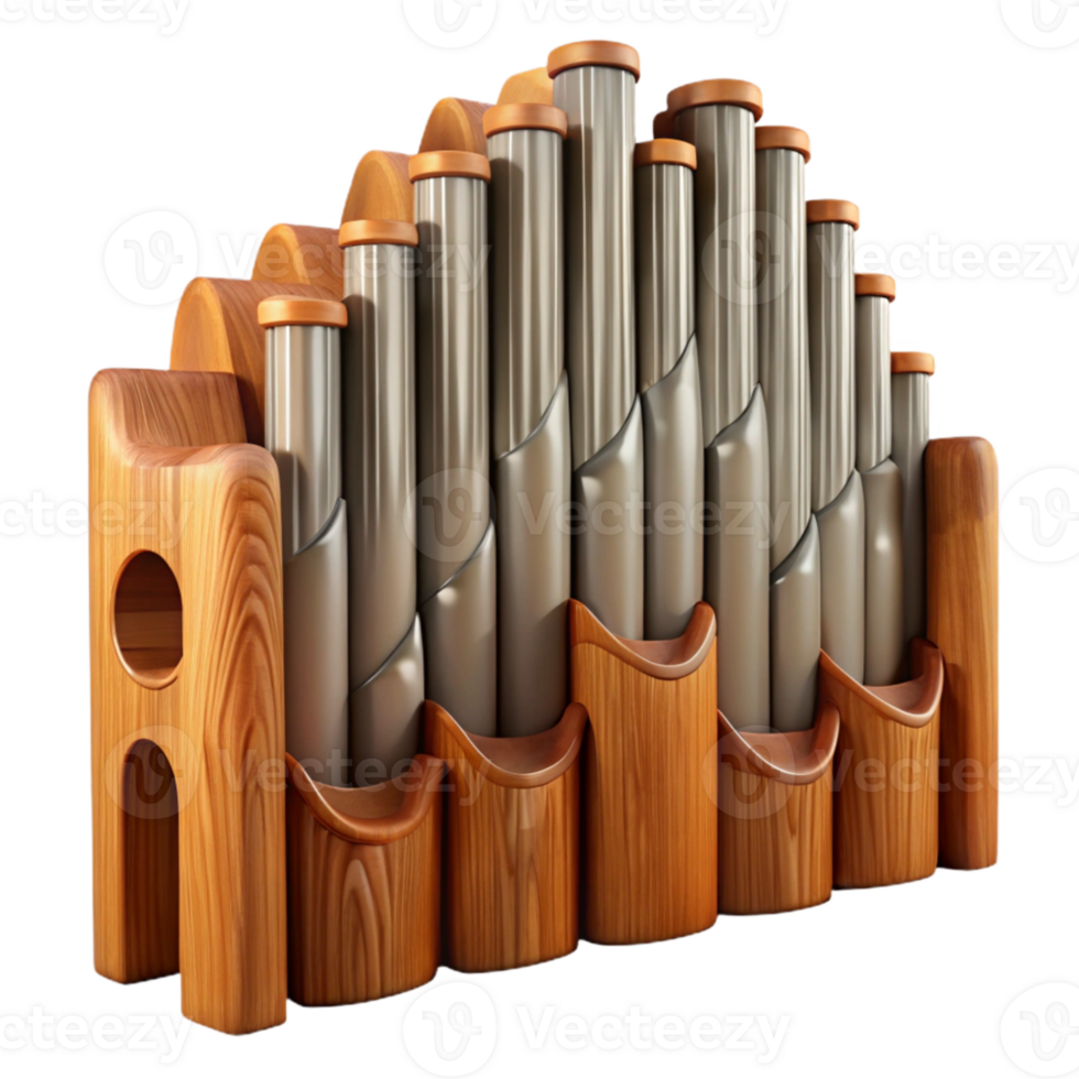 beautiful rustic Cathedral Organ Pipes Cutout Detailed Wood Texture Isolated authentic png