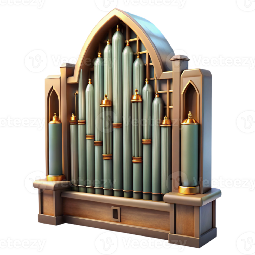 stunning creative Cathedral Organ Cutout Detailed Pipework Transparent Background authentic png