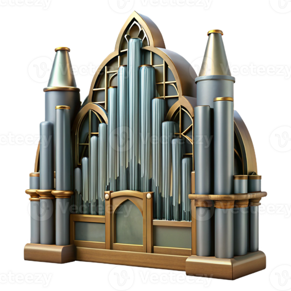 wonderful classic Cathedral Organ Cutout Detailed Pipework Transparent Background high resolution png
