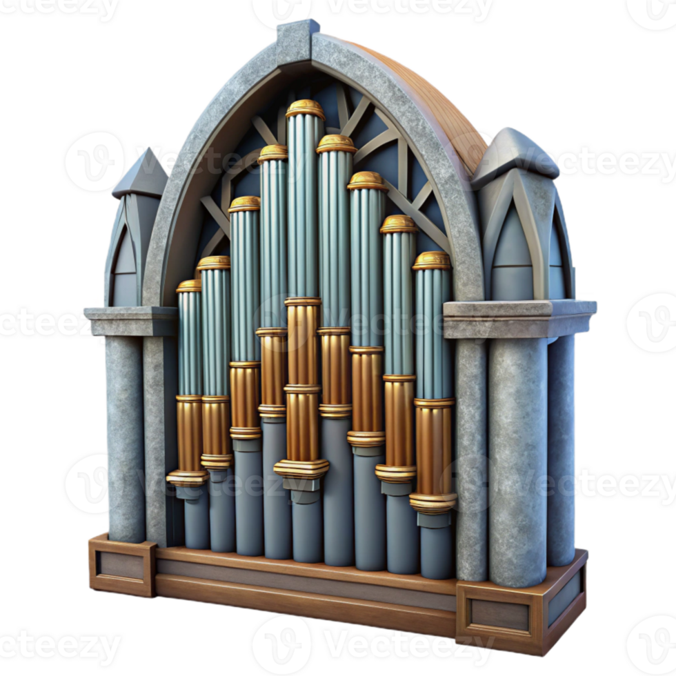 beautiful contemporary Cathedral Organ Cutout Detailed Pipework Transparent Background png