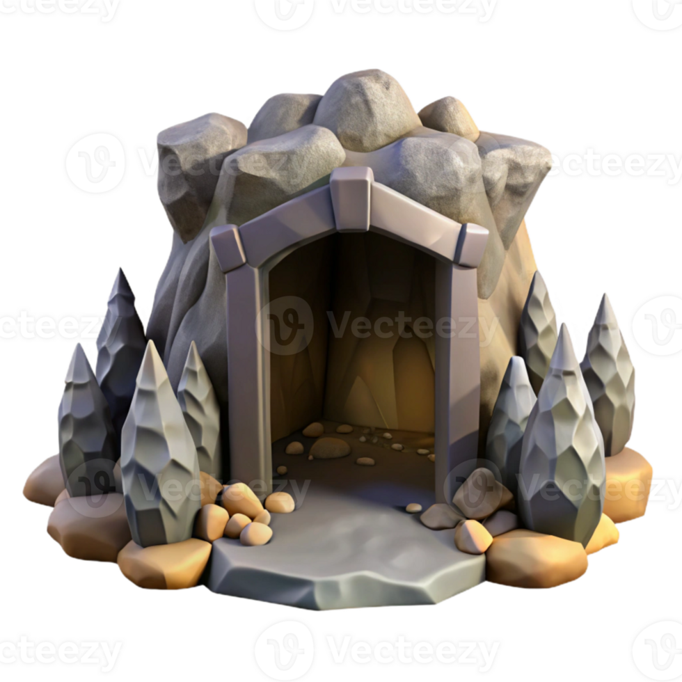 beautiful rustic Cavern Entrance Isolated Dramatic Shadows high resolution png
