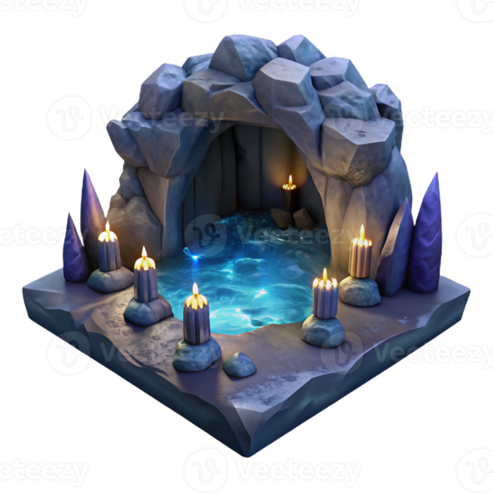 extraordinary abstract Cavern in Ocean Cliff at Night Isolated Element genuine png