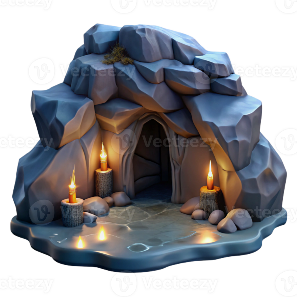 magnificent classic Cavern in Ocean Cliff at Night Isolated Element high resolution png
