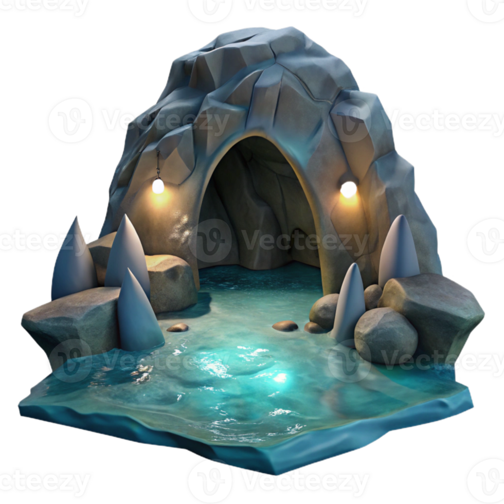 stunning modern Cavern Mouth in Ocean Cliff Under Moonlight Transparent Background genuine png