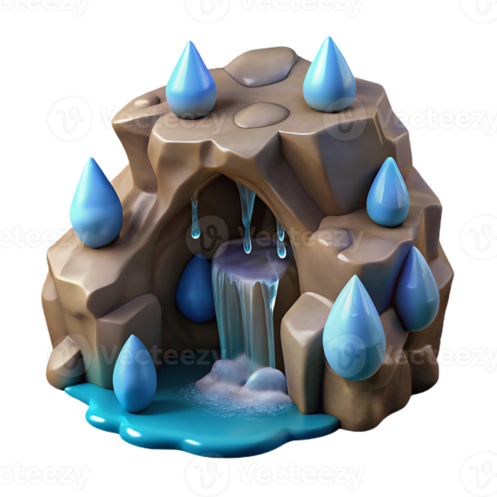 stunning minimalist Cave Waterfall Isolated with Sparkling Water Droplets genuine png