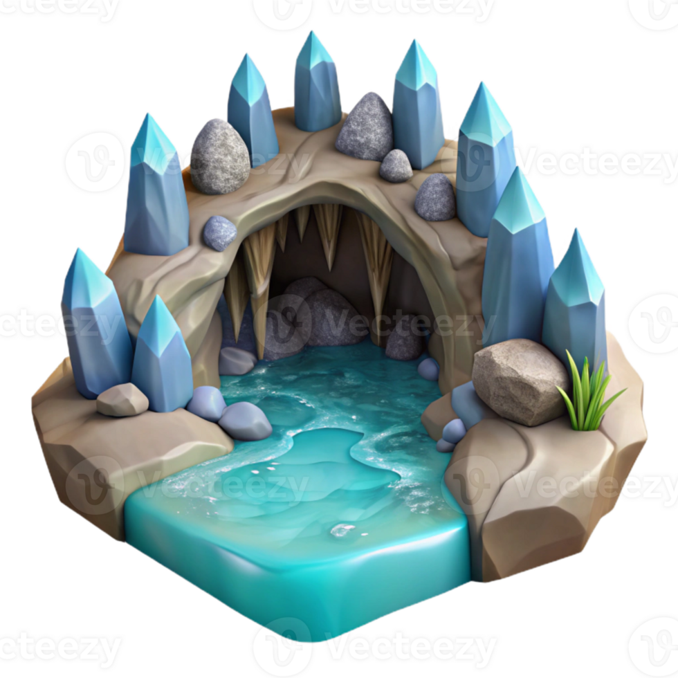 stunning minimalist Cave Stream Cutout with Crystal Clear Water authentic png