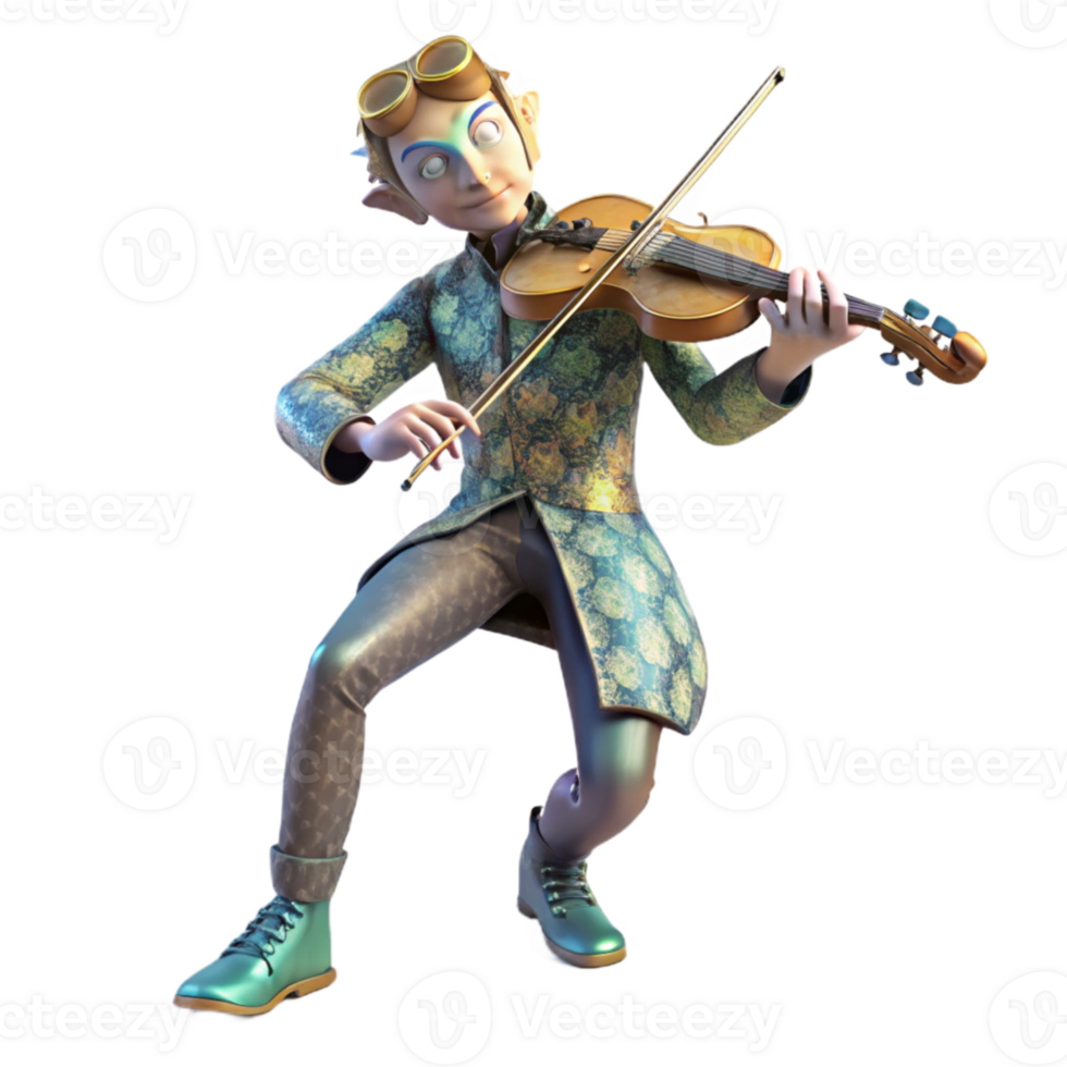 impressive contemporary Celestial Flute Player Cutout with Dreamy Expression detailed png
