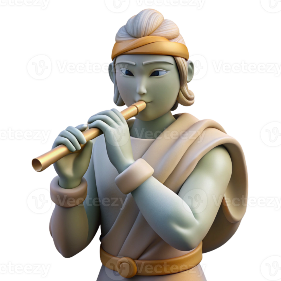 extraordinary abstract Celestial Flute Player Cutout with Dreamy Expression genuine png