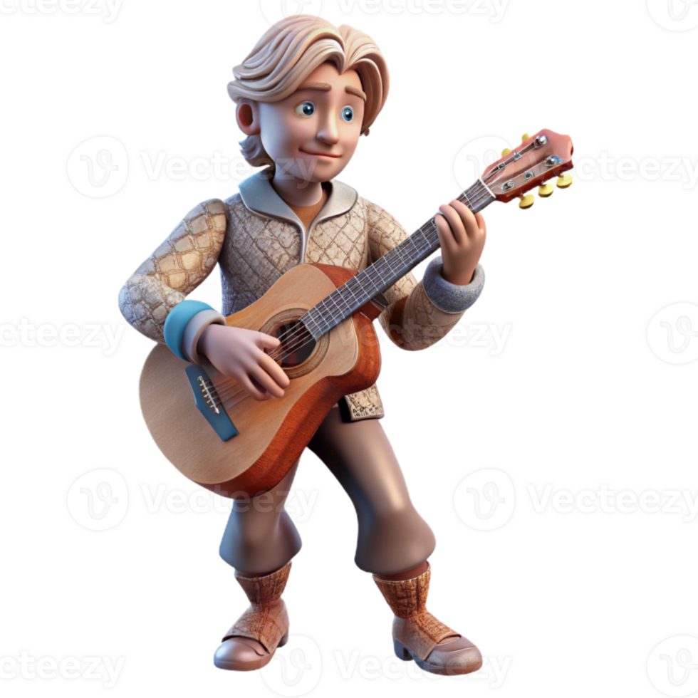 beautiful artistic Celestial Guitarist Transparent Background Detailed Design professional png