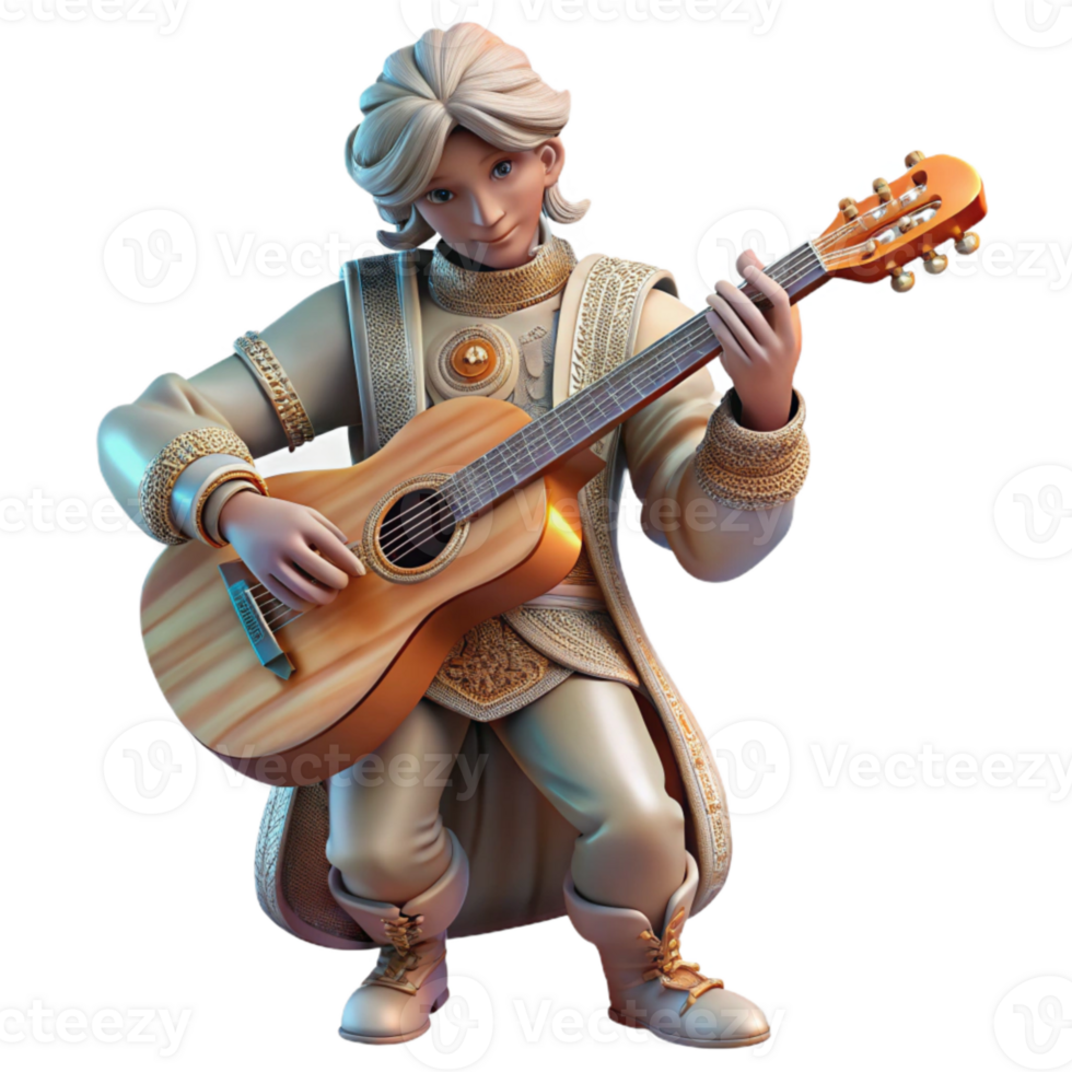 magnificent vintage Celestial Guitarist Transparent Background Detailed Design original png