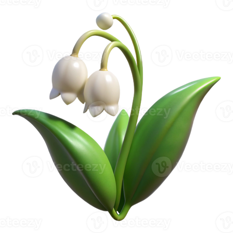 beautiful creative Celestial Lily of the Valley Isolated with White Flowers high quality png