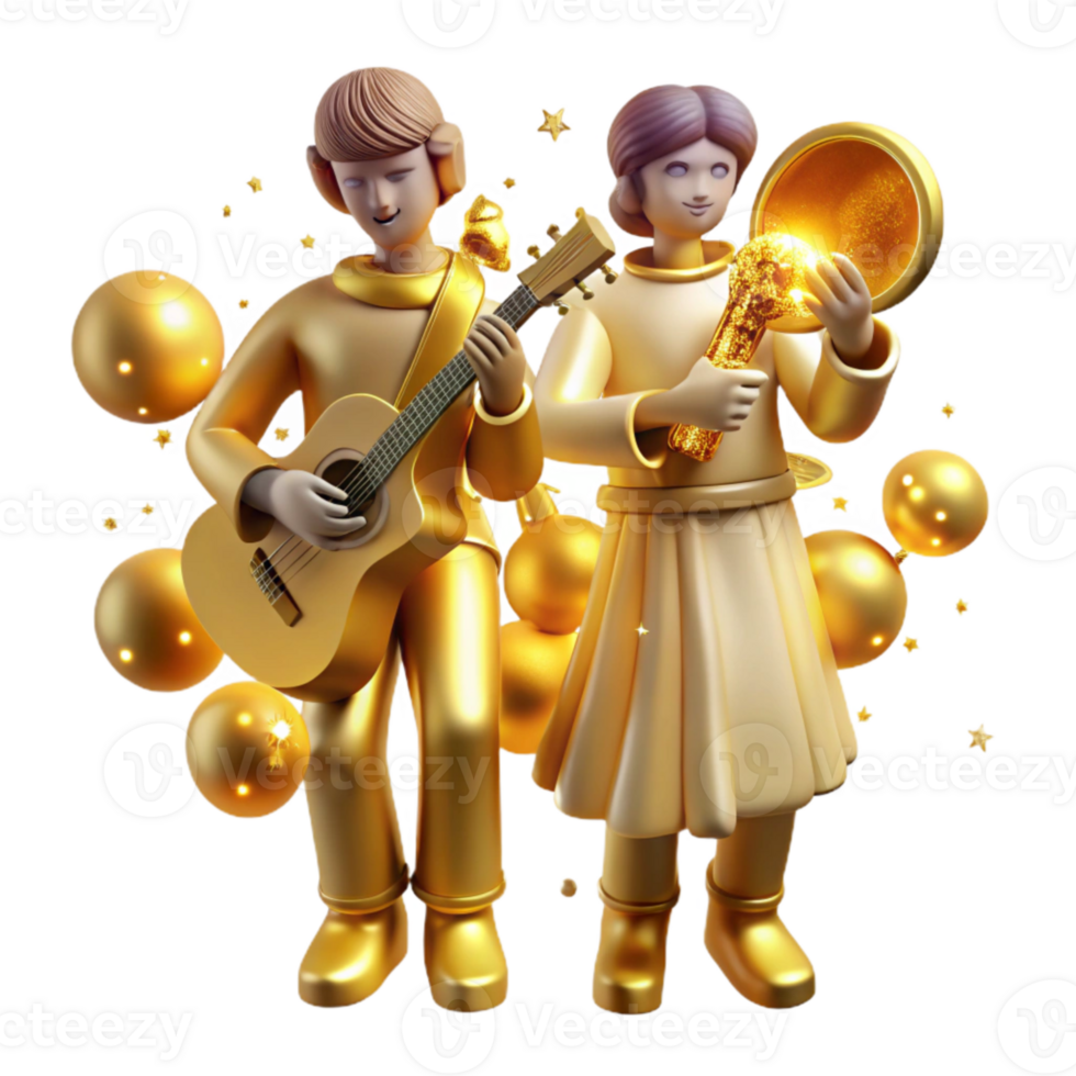 extraordinary classic Celestial Musicians Isolated Golden Light Effect original png