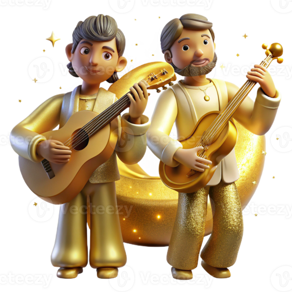 dramatic modern Celestial Musicians Isolated Golden Light Effect professional png