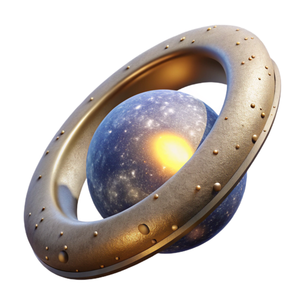 magnificent modern Celestial Ring Isolated with Bright Core and Dust Lanes detailed png