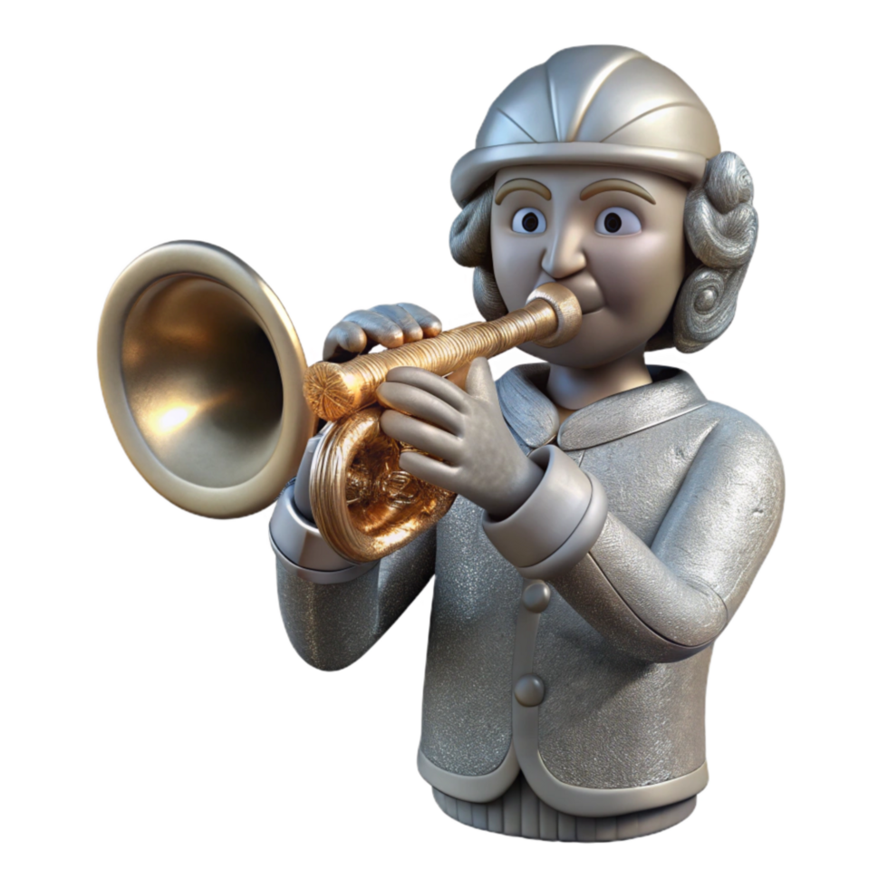 wonderful vintage Celestial Trumpet Player Isolated with Silver Finish detailed png