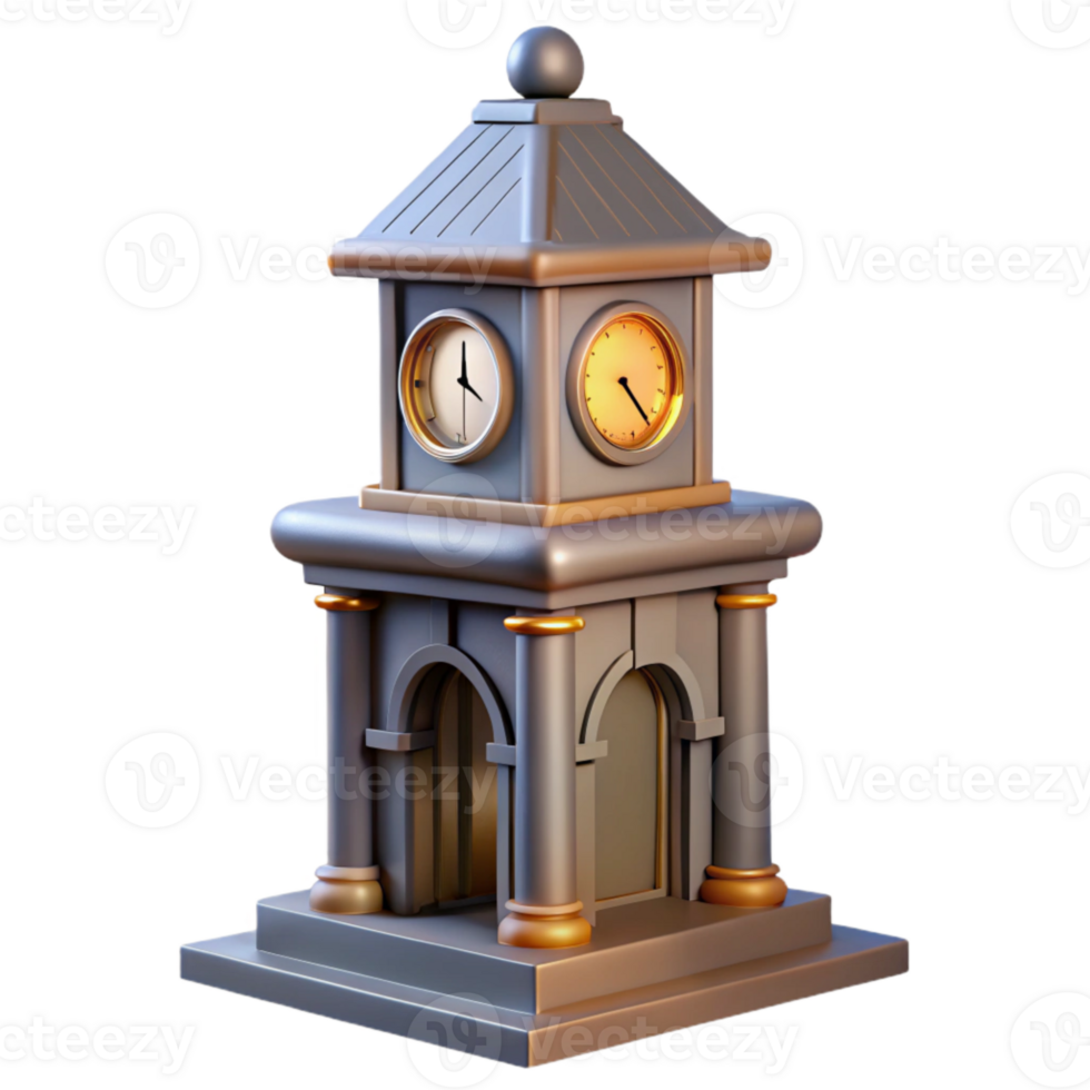 impressive creative City Clock Tower in Crepuscular Shadows Transparent Background high resolution png