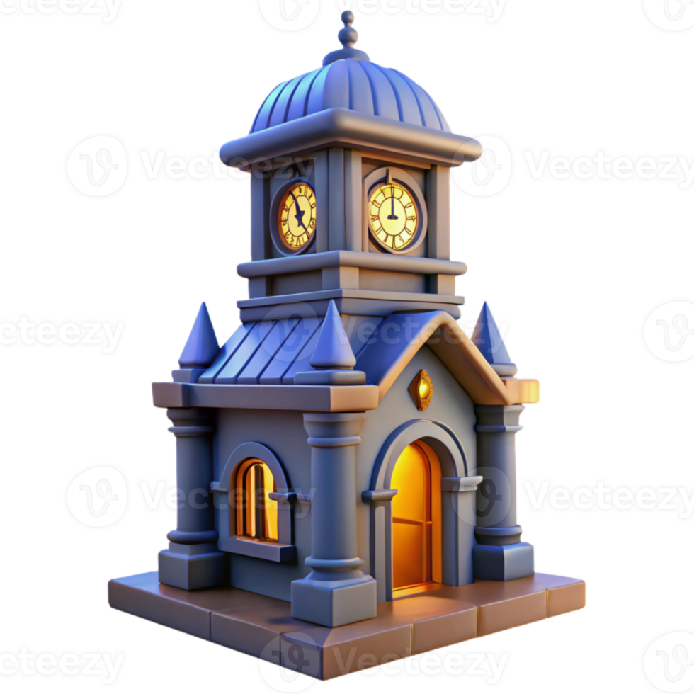 magnificent minimalist City Clock Tower at Dusk Cutout Isolated premium png